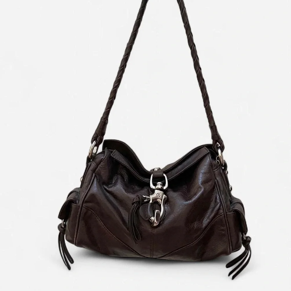 Francesco Biasia Dark Brown Italian Leather Handbag - Picture 6 of 7
